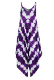 Purple Casual Print Patchwork Spaghetti Strap Loose Jumpsuits