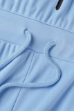 Blå Casual Print Patchwork U-hals vanliga Jumpsuits