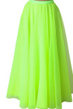 Fluorescent Green Casual Solid Patchwork High Waist Type A Solid Color Bottoms