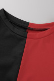 Negro Rojo Casual Sólido Vendaje Patchwork Asimétrico O Cuello Tallas grandes Dos piezas