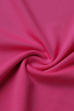 Rosa rojo sexy sólido ahuecado patchwork correa de espagueti falda lápiz vestidos
