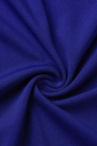 Due pezzi senza maniche con colletto quadrato a fessura solida casual blu colorato
