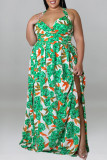 Paarse casual vakantie print patchwork backless A-lijn plus size jurken