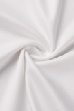 ホワイト ファッション リップ プリント パッチワーク O ネック ストレート ドレス