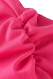 Rose Rouge Casual Solide Patchwork V Neck One Step Jupe Robes