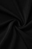 Zwart Casual Solide Split Vierkante kraag Mouwloos Tweedelige kleding
