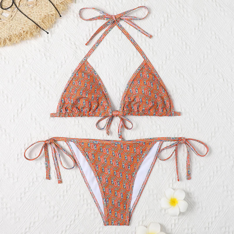 

Red Fashion Sexy Print Bandage Swimwears