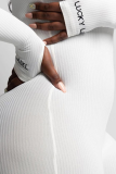 Witte mode-print skinny rompertjes met rits en kraag