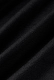 Черная повседневная повязка с принтом в стиле пэчворк О-образный вырез с коротким рукавом из двух частей