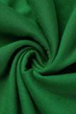 Verde Casual Solid Patchwork Piega O Collo A Line Abiti