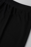Черная повседневная повязка с принтом в стиле пэчворк О-образный вырез с коротким рукавом из двух частей