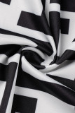 Zwart-wit Casual Print Asymmetrische Halve coltrui Lange mouw Tweedelige stukken