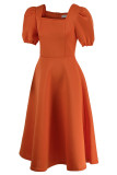 Tangerine Robe de soirée élégante en patchwork solide à col carré Robes