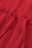 Röda Casual Print Patchwork One Shoulder Boot Cut Jumpsuits