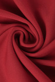 Robes décontractées rouges à boucle de poche en patchwork uni