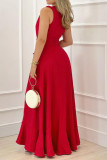 赤いセクシーな固体包帯V首の不規則なドレスドレス