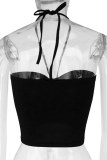Abrikoos Sexy Casual Solid Bandage Backless Strapless Tops