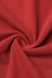 Robes de jupe crayon à col rond en patchwork solide rouge sexy