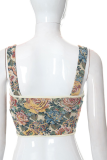 Apricot Sexy Character Patchwork Spaghetti Strap Tops