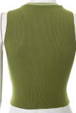 Grünes, sexy, solides Patchwork-Oberteil mit halbem Rollkragen