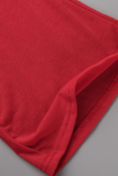 Combinaisons décontractées imprimées patchwork une épaule coupe botte rouge
