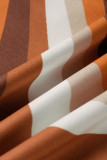 Combinaisons imprimé sexy patchwork dos nu col en V grande taille marron