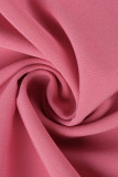 Rosa vermelha casual sólida bandagem patchwork gola oblíqua reta vestidos tamanhos grandes
