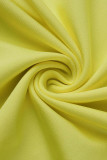 Желтый модный повседневный однотонный бандаж с круглым вырезом и половиной рукава из двух частей