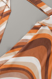 Combinaisons imprimé sexy patchwork dos nu col en V grande taille marron