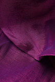 Top viola con spalle scoperte, patchwork solido casual alla moda, senza spalline