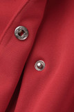 Röd Mode Casual Solid Patchwork O-hals Kort ärm Två delar