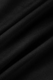 Zwarte mode casual print patchwork backless strapless mouwloze jurk