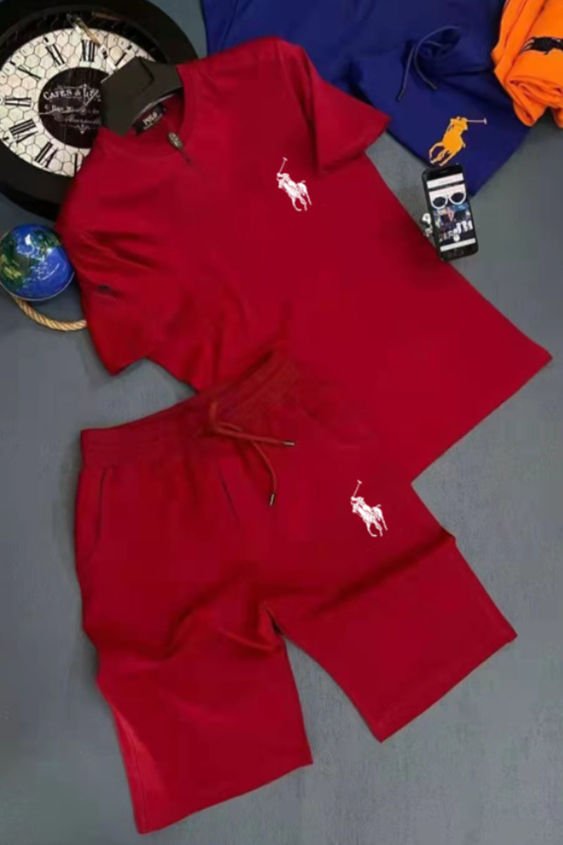 

Red Fashion Sportswear Print Patchwork O Neck Short Sleeve Two Pieces