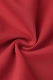 Röd Mode Casual Solid Patchwork O-hals Kort ärm Två delar