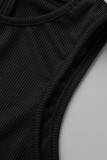 Black Sexy Casual Solid Fold O Neck Off Shoulder Skinny Romper