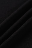 Черное сексуальное повседневное платье больших размеров с однотонным карманом на тонких бретелях, длинное платье