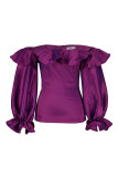 Фиолетовые модные повседневные однотонные лоскутные топы с открытой спиной и открытыми плечами