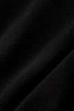 ブラックファッションカジュアルソリッド包帯レギュラーハイウエストスピーカーパンツ