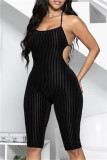 Groene Sexy Casual Solid Bandage Backless Halter Skinny Romper
