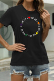 アーミーグリーンファッションカジュアルプリントベーシックOネックTシャツ