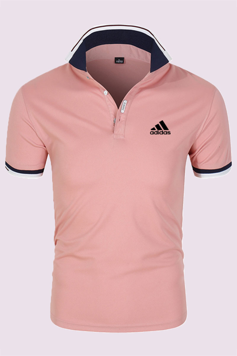 

Pink Fashion Casual Print Letter POLO collar Tops