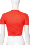 Красные сексуальные футболки с v-образным вырезом и кисточками с принтом