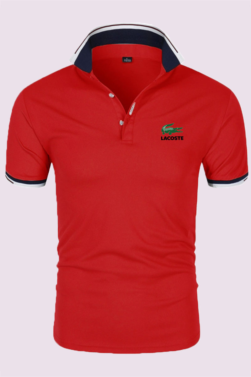 

Red Fashion Casual Print Patchwork POLO collar Tops