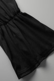Schwarzer Mode-reizvoller fester Verband mit V-Ausschnitt und zwei Stücken in Übergröße