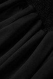 Fasciatura solida sexy di moda nera con scollo a V taglie forti in due pezzi