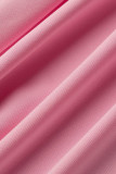 Fasciatura solida sexy rosa moda con scollo a V taglie forti in due pezzi