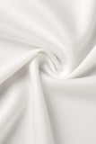 Chaqueta de punto bordada con patchwork casual de moda blanca