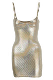 Серебряное модное сексуальное лоскутное платье без рукавов с открытой спиной на тонких бретелях
