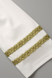 Vêtement d'extérieur de cardigan brodé en patchwork décontracté à la mode blanc