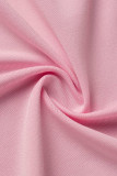 Fasciatura solida sexy rosa moda con scollo a V taglie forti in due pezzi